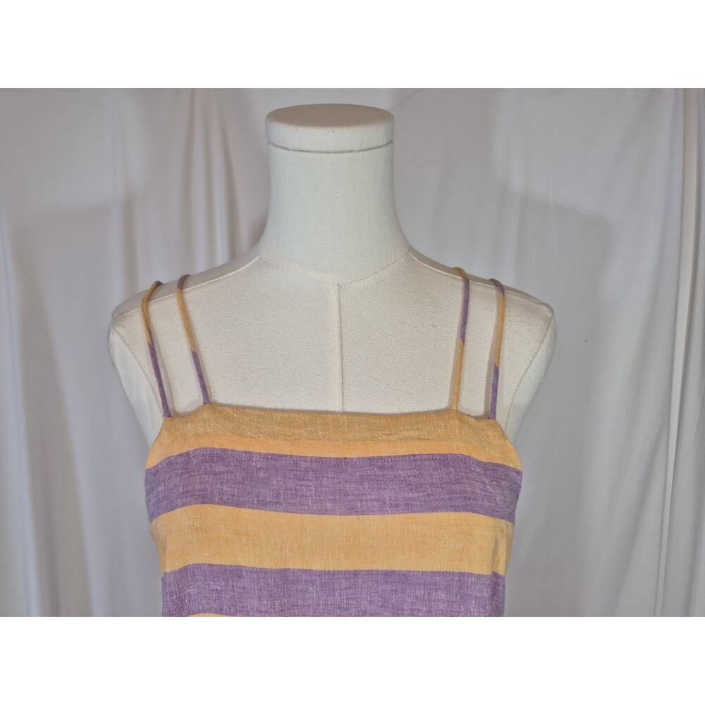 Anthropologie Grommet Halter Orange Purple Linen Blend Maxi Dress Medium - Picture 6 of 13